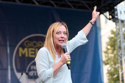 Giorgia Meloni, el pasado 23 de agosto, durante la inauguración de la campaña electoral en Ancona (Las Marcas).