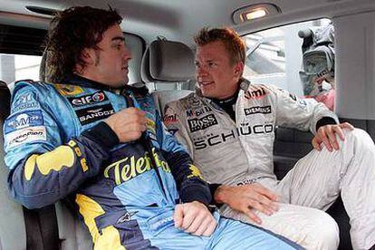 Alonso y Raikkonen, tras el GP de Bélgica de la presente temporada.