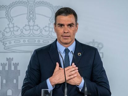 El presidente del Gobierno, Pedro Sánchez, este martes, tras la reunión del Consejo de Ministros.