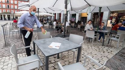 Terraza de un restaurante en Madrid. 