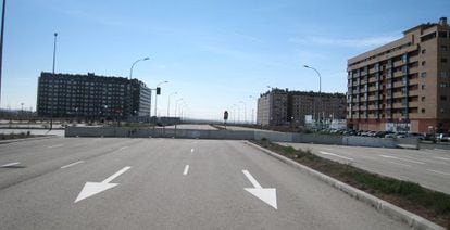 Una de las grandes avenidas del PAU Ensanche de Vallecas (Madrid).