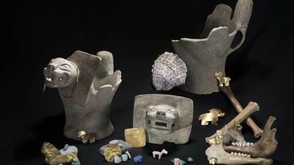 Piezas de ofrendas rituales recuperadas en el lago Titicaca.