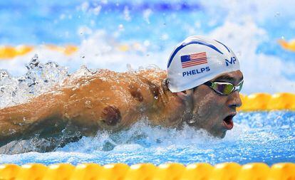 Phelps, ayer en su serie de 200m mariposa.