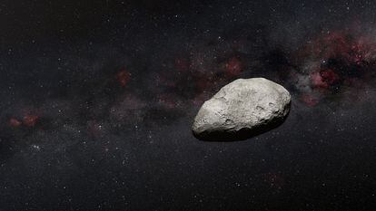 Representación artística de un asteroide de tamaño mediano, como Zoozve.