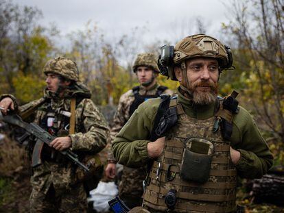 Soldados ucranios en la línea de batalla de Donetsk, el 24 de octubre.