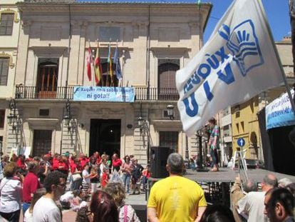 Aspecto de la concentraci&oacute;n celebrada el s&aacute;bado en Sueca contra nuevas transferencias de agua.