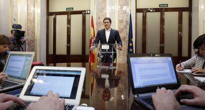 El presidente de Ciudadanos, Albert Rivera, este miércoles en el Congreso.