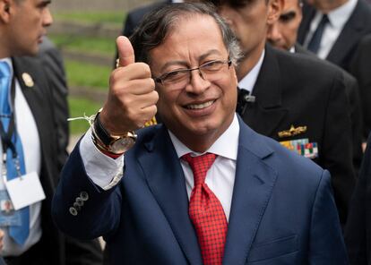 El presidente de Colombia, Gustavo Petro, en la cumbre de la Comunidad Andina, en Lima.