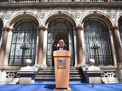 Boris Johnson, este jueves, en su primer d&iacute;a como titular de Exteriores brit&aacute;nico.