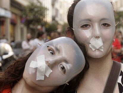 Protesta contra los recortes en pol&iacute;tica cultural en Galicia.