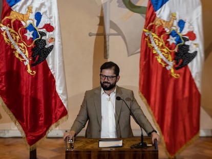 El presidente chileno, Gabriel Boric, en un acto en la Universidad de Chile el 6 de marzo.