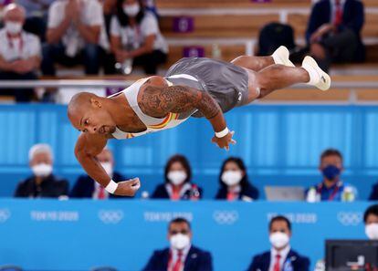 Tokyo 2020 Olympics - Gymnastics - Artistic - Men's Floor Exercise - Final - Ariake Gymnastics Centre, Tokyo, Japan - August 1, 2021. Rayderley Zapata of Spain in action during the floor exercise. REUTERS/Lindsey Wasson