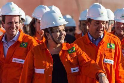 Rousseff en una visita a Petrobras.