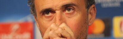 Luis Enrique, durante la rueda de prensa en París.