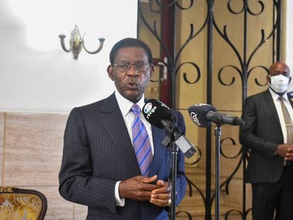Teodoro Obiang, después de votar en las elecciones del 20 de noviembre en Malabo.