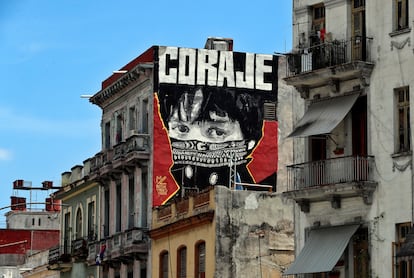 Vista de un grafiti de protesta en La Habana, Cuba, este martes.