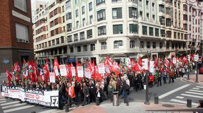 Cabecera de la manifestación de Bilbao.