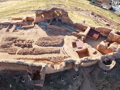 Vista aérea del castillo de la Estrella, en Montiel (Ciudad Real).