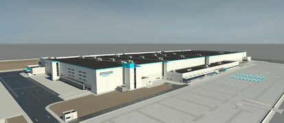 Imagen virtual del centro logístico que abrirá Amazon en Onda (Castellón) en 2022.