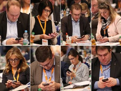 Delegados del congreso de la CDU celebrado en Essen (Alemania) el 6 y 7 de diciembre