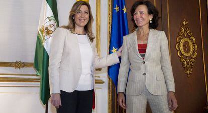 La presidenta de la Junta, Susana Díaz, y la presidenta del Santander, Ana Botín.