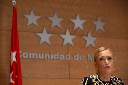 Cristina Cifuentes en la rueda de prensa posterior al Consejo de Gobierno del 20 de octubre de 2015.