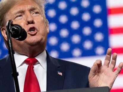 El presidente de Estados Unidos, Donald Trump, durante un acto de campaña en Ohio.