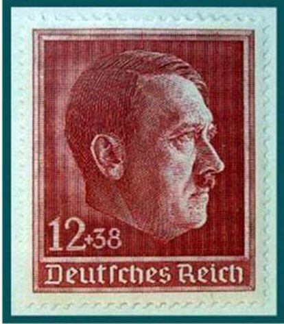 Sello emitido en Alemania en 1938 para conmemoración el 49 cumpleaños de Hitler.