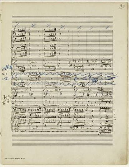 Parte del manuscrito de la 'Segunda Sinfonía' de Mahler, que se ha convertido este martes en la obra musical más cara de la historia.