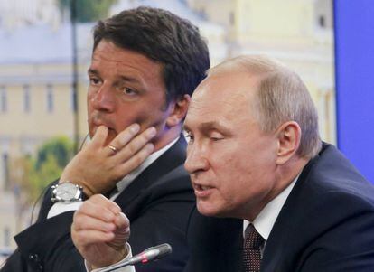 El presidente ruso, Putin, y el primer ministro italiano, Renzi