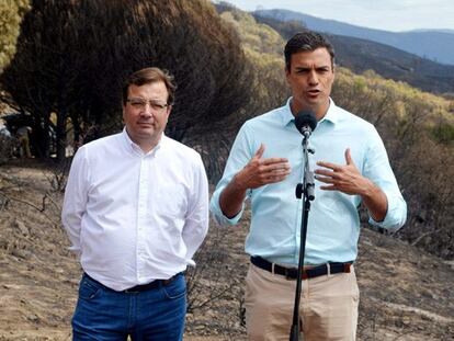 Pedro Sánchez, durante su visita a la Sierra de Gata.