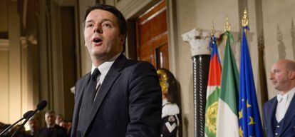 El primer ministro de Italia, Matteo Renzi, anuncia su su nuevo Gobierno, este viernes en Roma.