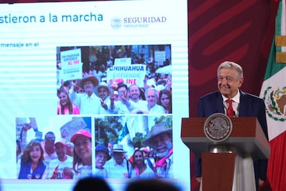 Andrés Manuel López Obrador durante su conferencia mañanera del 14 de noviembre.