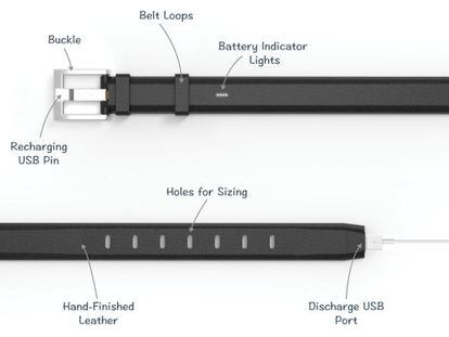 Este cinturón carga la batería de tu móvil en el bolsillo del pantalón