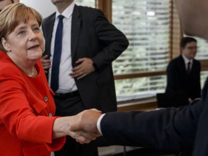 Angela Merkel, canciller alemana, este lunes en Berl&iacute;n.