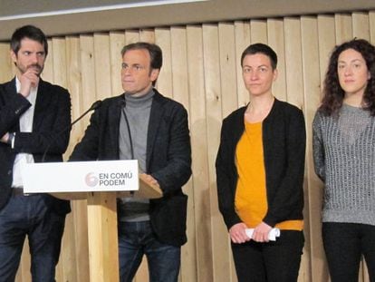 Ernest Urtasun, Jaume Asens, Ska Keller y Aina Vidal este viernes en Barcelona.