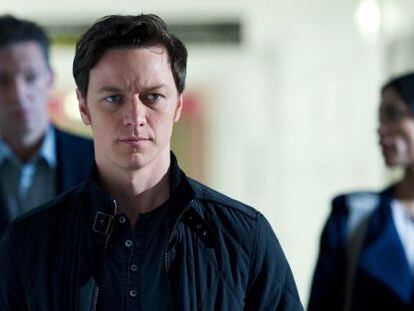 Desde la izquierda, Vincent Cassel, James McAvoy y Rosario Dawson.