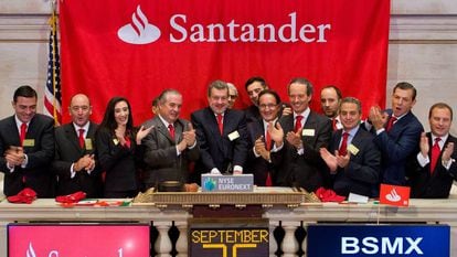 Estreno de Santander México en la Bolsa de Nueva York, en 2012.