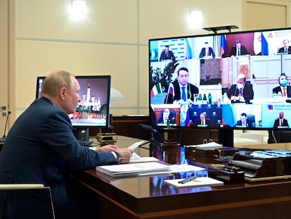 El presidente ruso, Vladímir Putin, durante una videoconferencia.