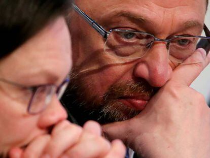 Martin Schulz y Andrea Nahles en un congreso del SPD de finales de enero.