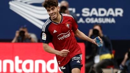 Abde celebra su último gol para Osasuna en Liga ante el Elche.