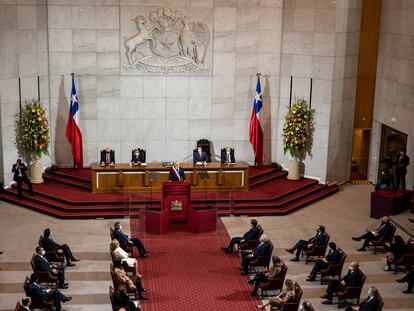 Sebastián Piñera, presidente de Chile, durante su discurso ante el Congreso, el pasado 31 de julio.