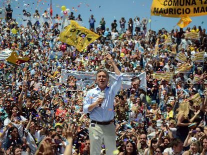 El candidato presidencial Mauricio Macri, el pasado sábado en un acto en Buenos Aires, la ciudad que gobierna desde hace ocho años.