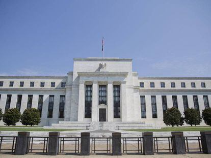 The Federal Reserve Building on Constitution Avenue in Washington is seen Aug. 2, 2017, in Washington. The Federal Reserve said Monday, May 9, 2022 that Russia's war in Ukraine and surging inflation are now the greatest threats facing the global economy, supplanting the coronavirus pandemic. (AP Photo/Pablo Martinez Monsivais)