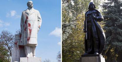 Esta era la estatua de Lenin que ha sido convertida en Darth Vader.