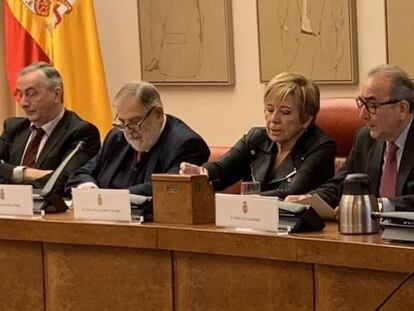 Celia Villalobos, en la inauguraci&oacute;n de unas jornadas de pensiones.