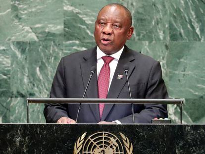 El presidente sudafricano, Cyril Ramaphosa, el martes en la ONU.