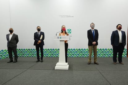 La jefa de Gobierno de Ciudad de México, Claudia Sheinbaum, durante el anuncio de los cambios en su gabinete el pasado 12 de julio.