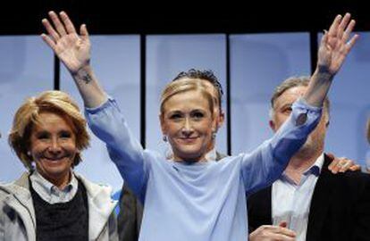 Cristina Cifuentes en el primer acto de la precampa&ntilde;a de las elecciones auton&oacute;micas en San Sebasti&aacute;n de los Reyes (Madrid). 