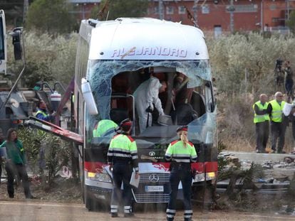 Accidente del autobús en Freginals, en marzo de 2016.